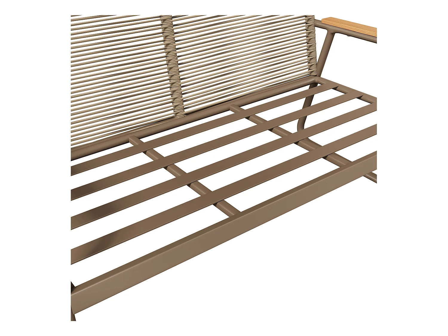 Salon de jardin pour 4 personnes, structure en fer galvanisé, pieds réglables, 1 canapé - 2 fauteuils et 1 table basse, beige