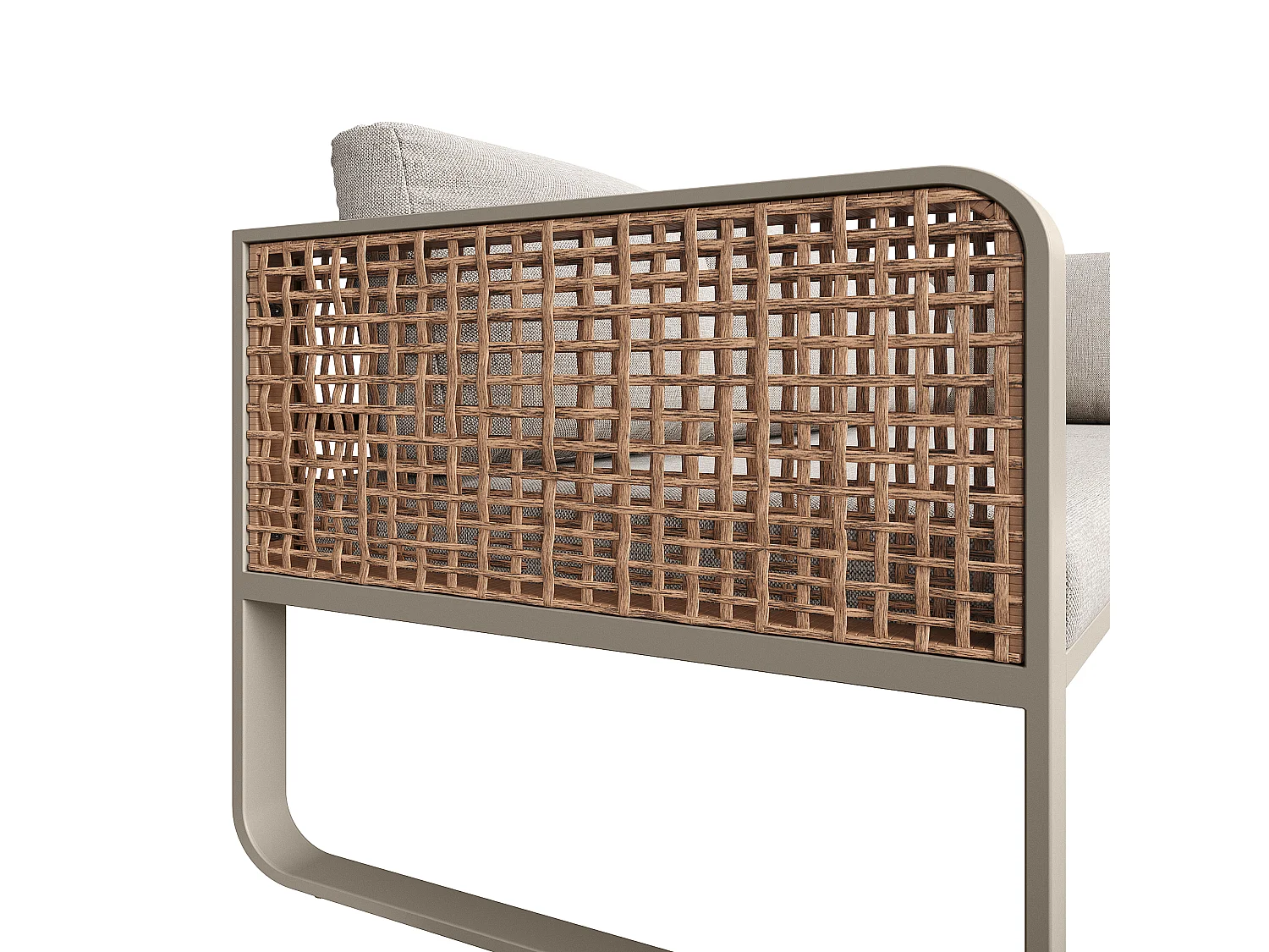 Set da giardino, mobili in rattan per 6-7 persone, divano angolare - in ferro zincato, piedi regolabili, Beige