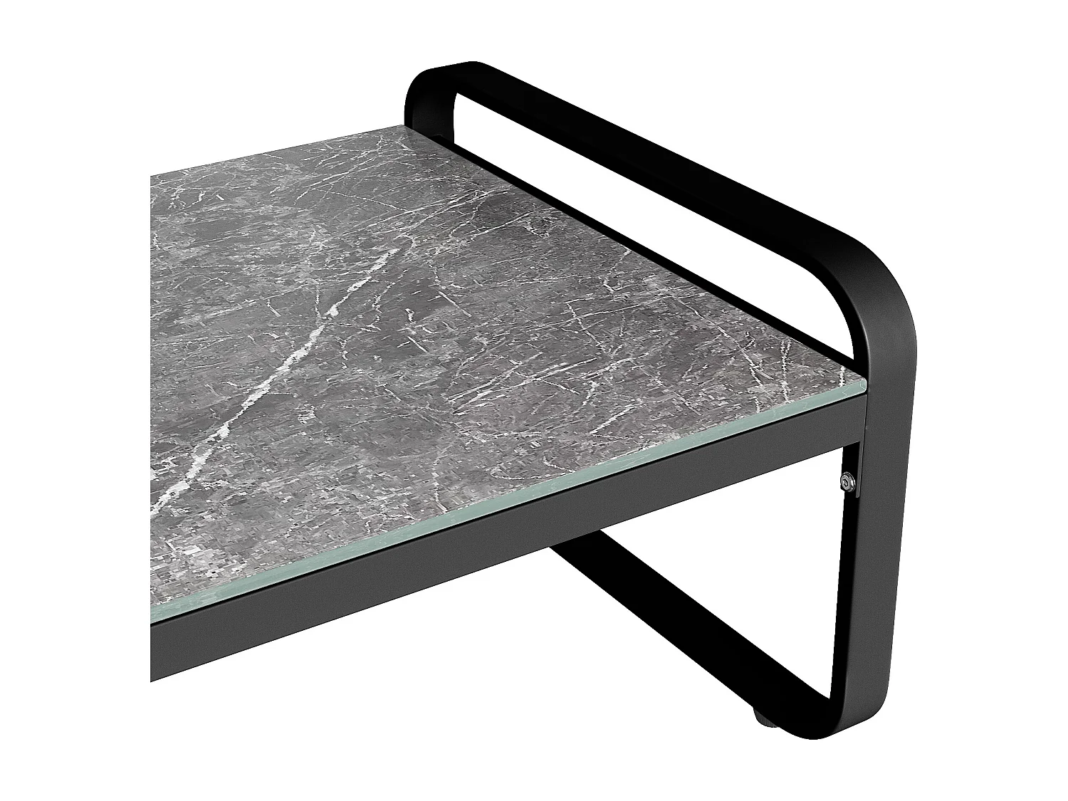 Salon de jardin, ensemble de meubles en rotin pour 6-7 personnes, canapé d'angle - 2 tabourets - en fer galvanisé, pieds réglables, gris