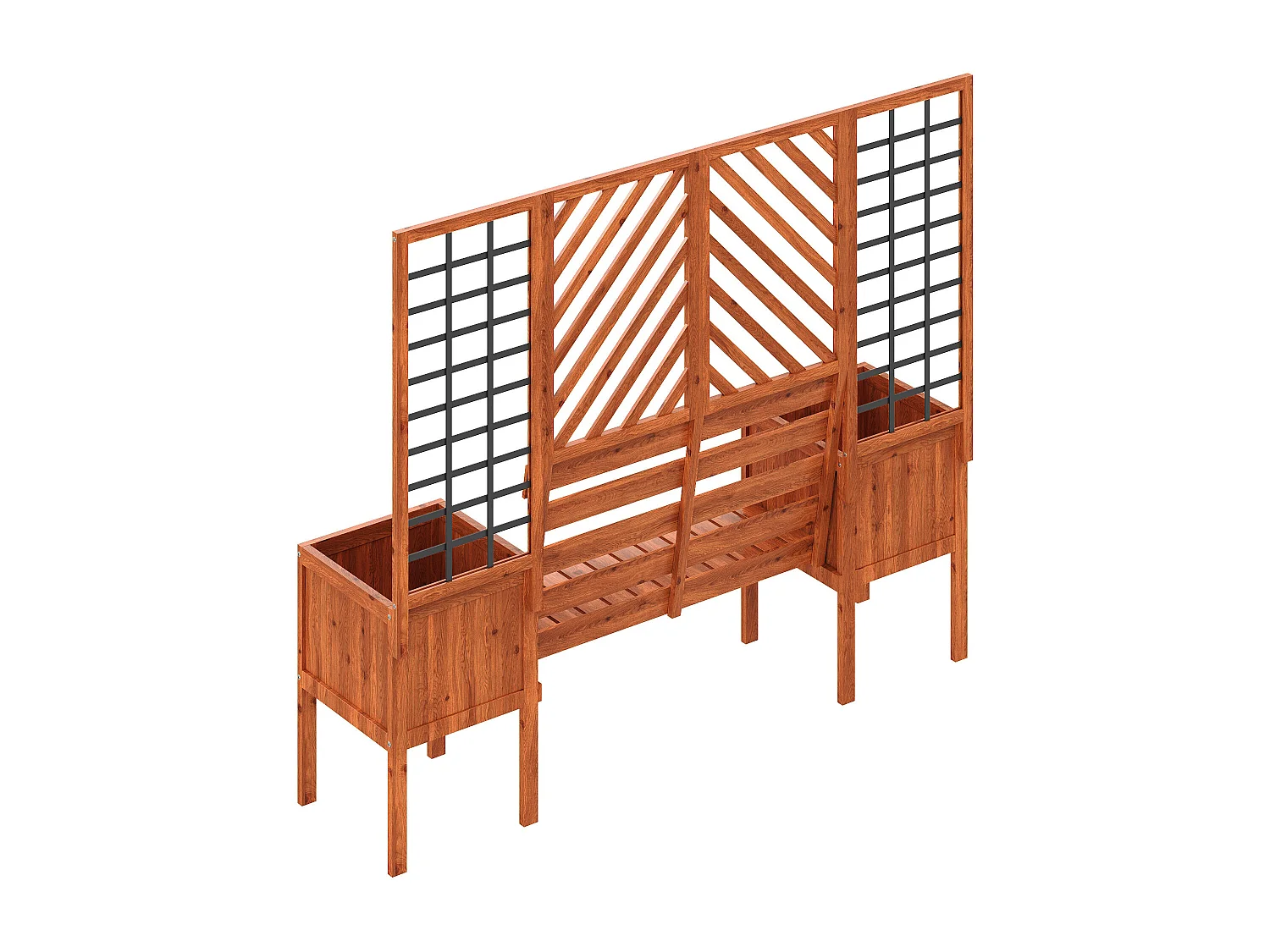 Bloempot met raster als - bloempot voor bloemen - bloempot - bloempot van massief sparrenhout - met raster en zitplaats - bruin