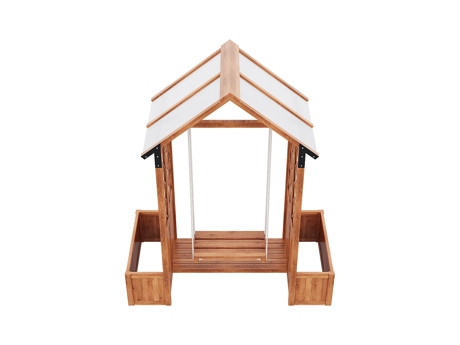 Bloempot van massief hout - buitenzwaai - bloempot met raster als - met opvouwbaar dak van polycarbonaat - bruin