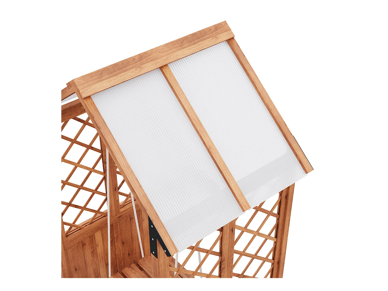 Bloempot van massief hout - buitenzwaai - bloempot met raster als - met opvouwbaar dak van polycarbonaat - bruin