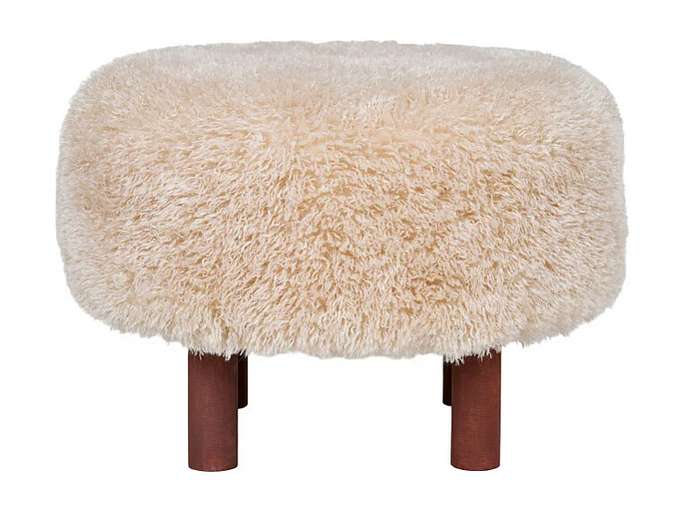 Inverness - Pouf rond imitation fourrure ø50cm - Beige