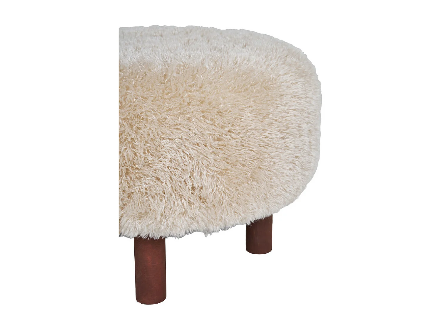 Inverness - Pouf rond imitation fourrure ø50cm - Beige