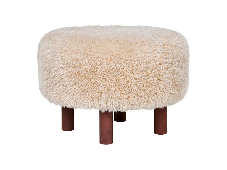 Inverness - Pouf rond imitation fourrure ø50cm - Beige