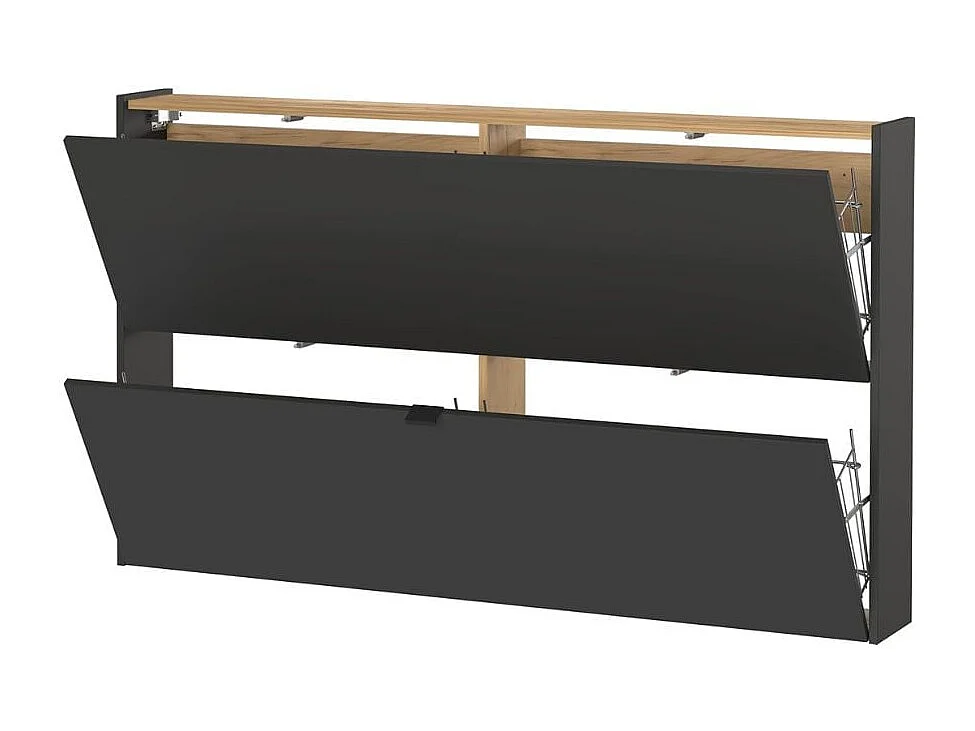 Meuble à chaussures suspendu 140 x 85 x 19cm couleur graphite e t bois Justy