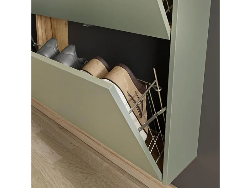 Meuble à chaussures suspendu 140 x 85 x 19cm couleur graphite e t bois Justy