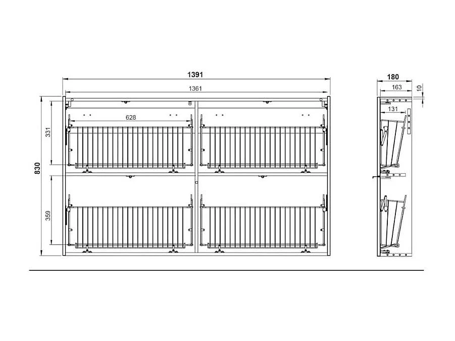 Meuble à chaussures suspendu 140 x 85 x 19cm couleur graphite et bois Justy