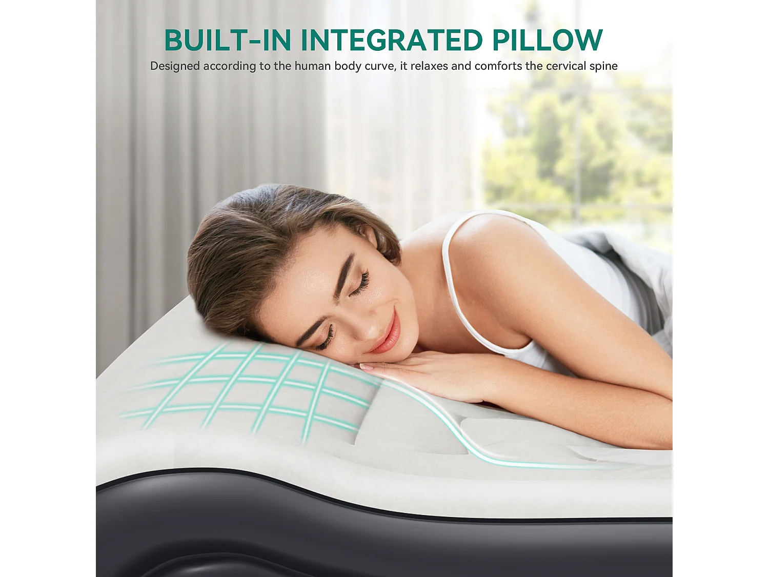 YITAHOME Metalas Gonflable - 2 Place avec Oreiller Intégré et Pompe Électrique Intégrée - 203 x 99 x 43 cm - Gris & Noir