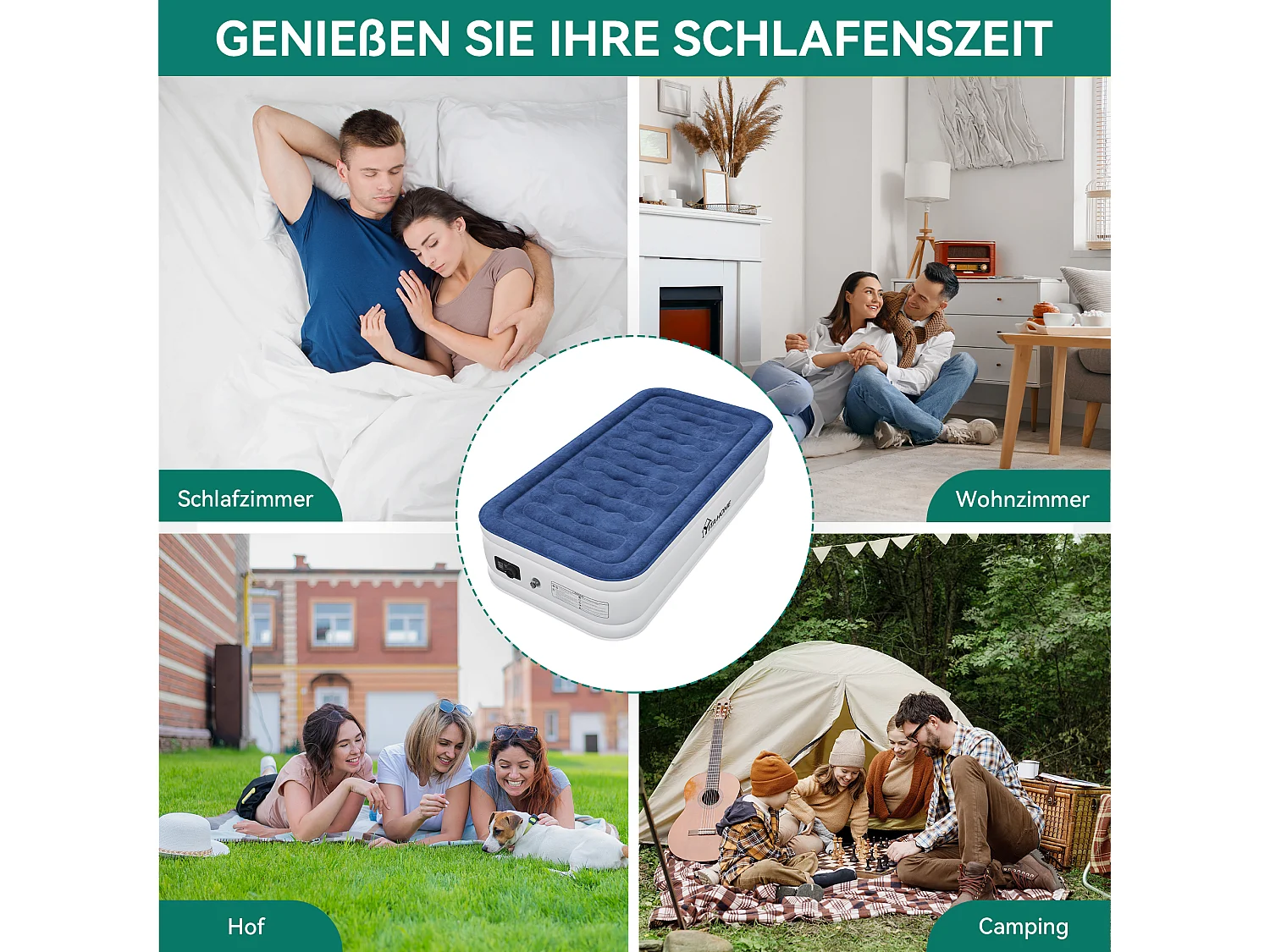 YITAHOME Matelas Gonflable - 1 Personne - Pompe Électrique Intégrée - Lit Gonflable - pour Invités - Camping - 191 x 99 x 46 cm - Bleu & Blanc
