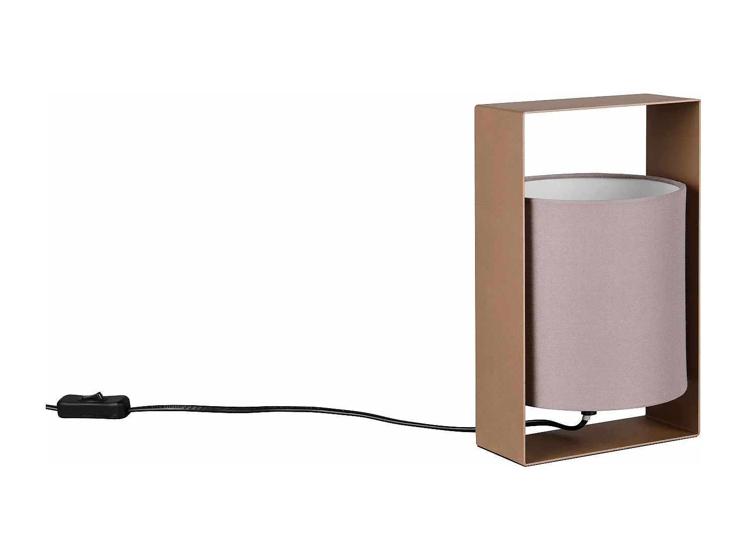 Lampada da tavolo, metallo e tessuto, caffè, H 27 cm, Pail