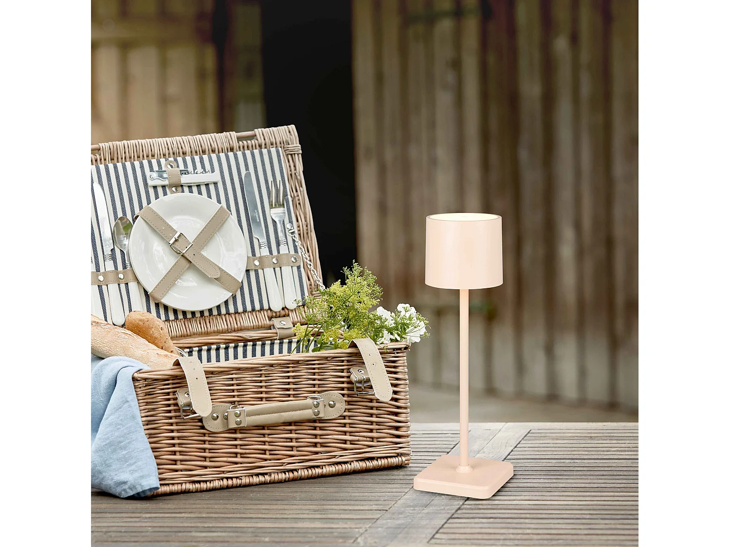 Lampada da tavolo LED ricaricabile, metallo, sabbia, H 38 cm, Fernandez