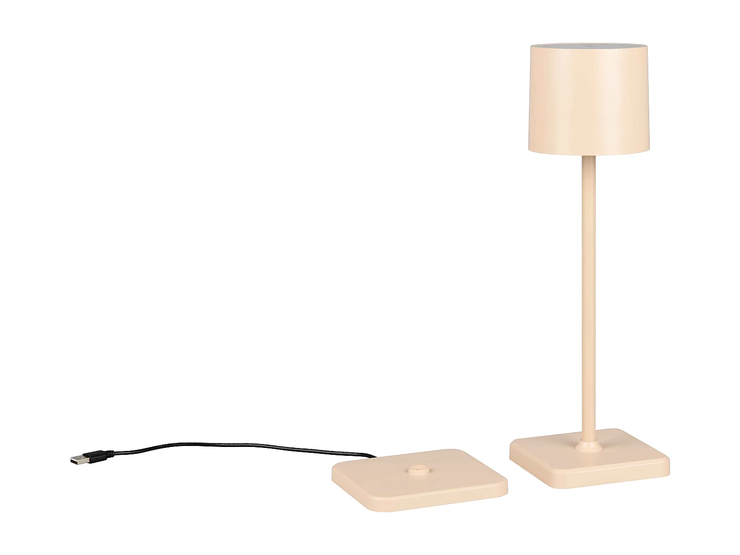 Lampada da tavolo LED ricaricabile, metallo, sabbia, H 38 cm, Fernandez