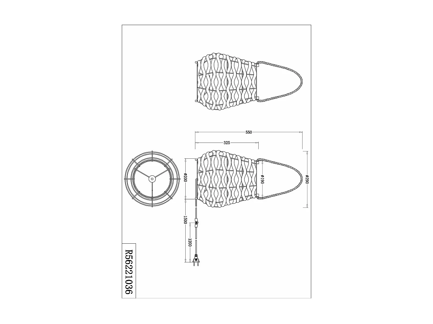 Lampada da tavolo appendibile, giacinto d'acqua, D 30 cm, Jean