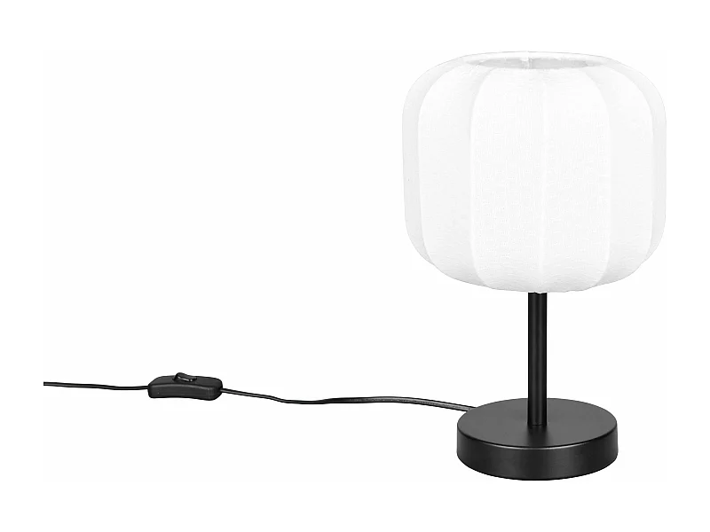 Lampada da tavolo, tessuto e metallo, bianco e nero, H 32 cm, Madeline