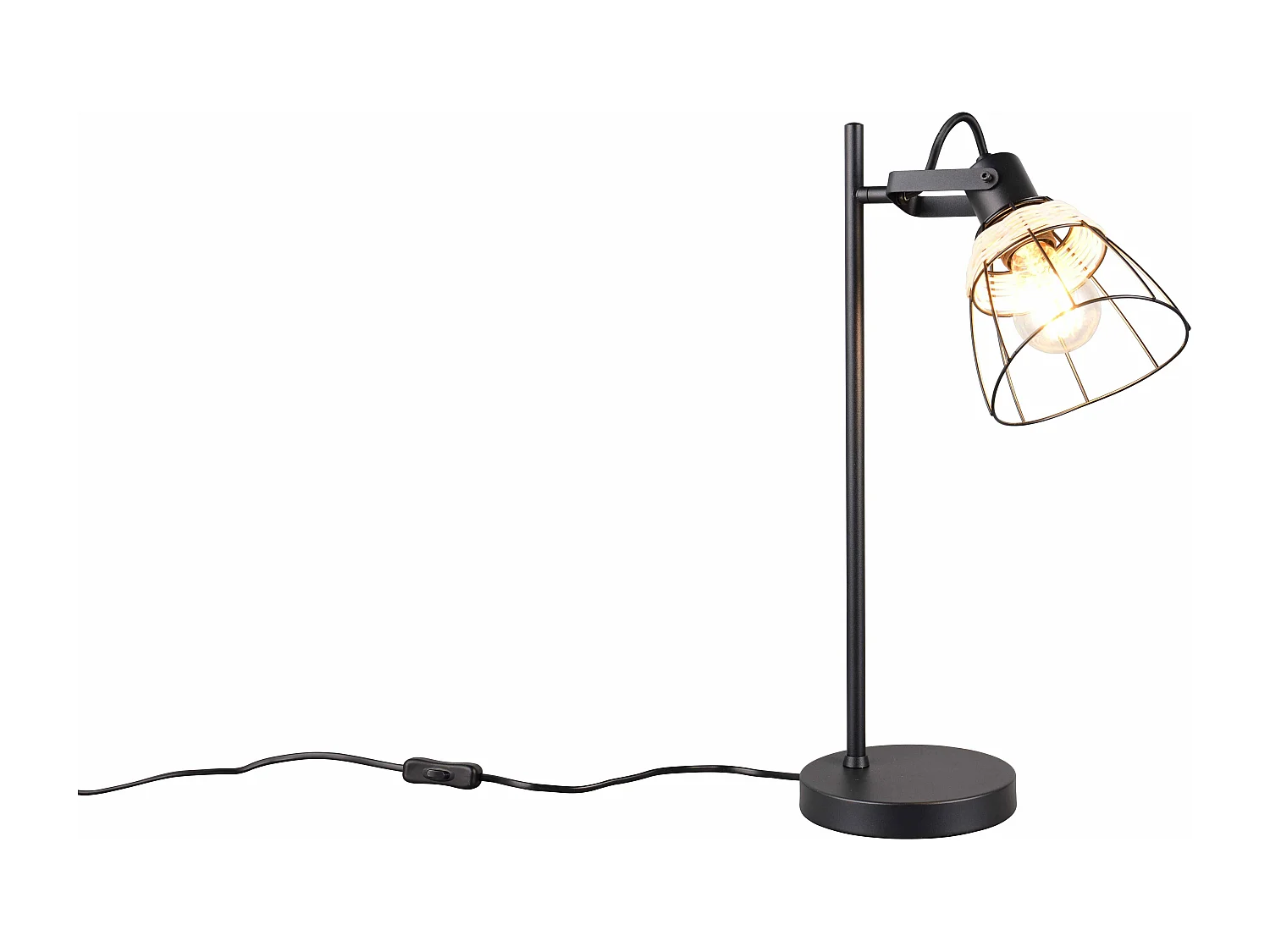 Lampada da tavolo, rattan e metallo, naturale e nero, H 50 cm, Jerome