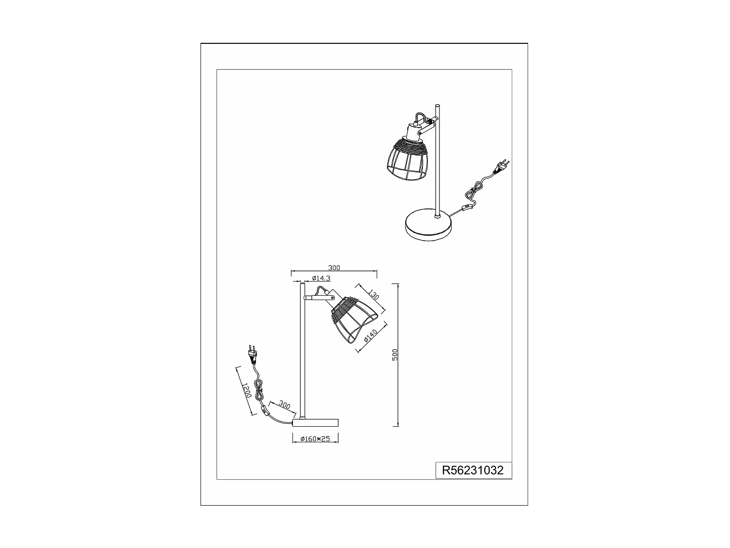 Lampada da tavolo, rattan e metallo, naturale e nero, H 50 cm, Jerome