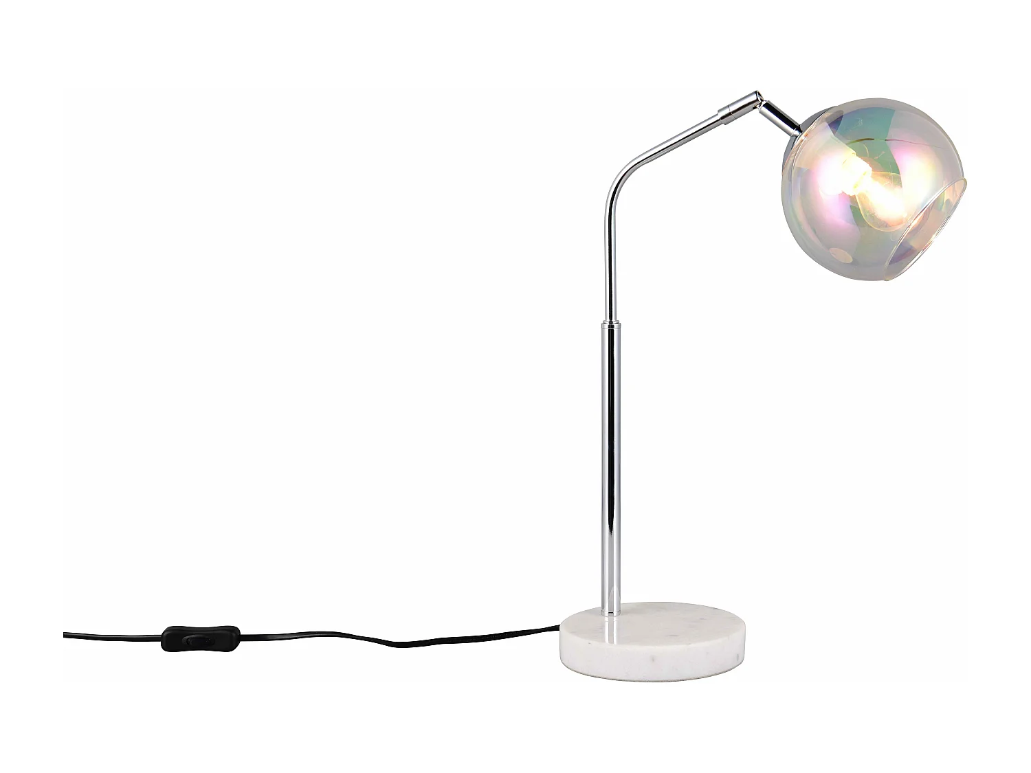 Lampada da tavolo, metallo e vetro, cromo, H 45 cm, Paxton