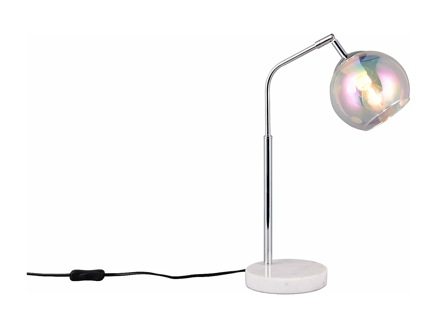 Lampada da tavolo, metallo e vetro, cromo, H 45 cm, Paxton