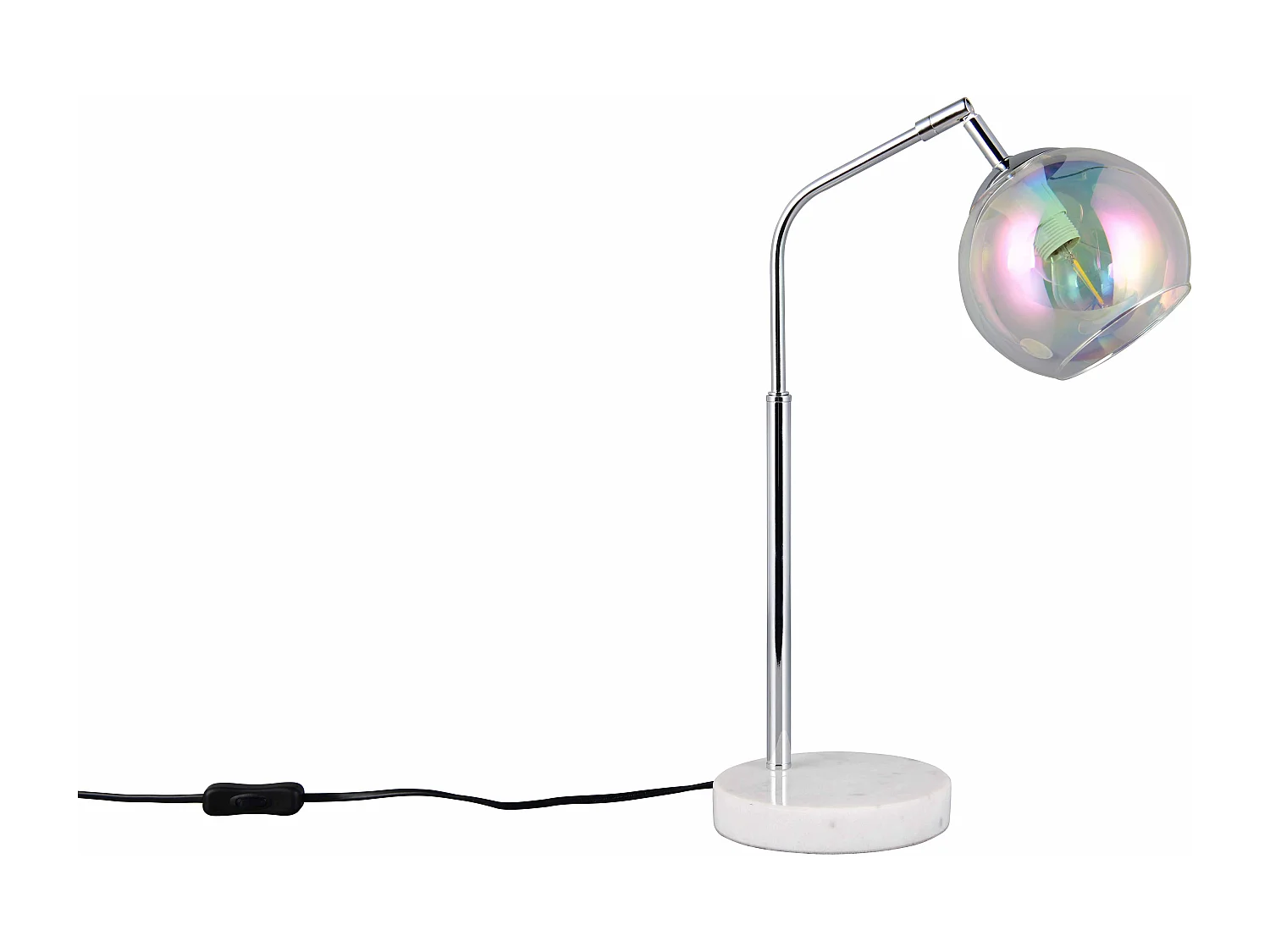 Lampada da tavolo, metallo e vetro, cromo, H 45 cm, Paxton