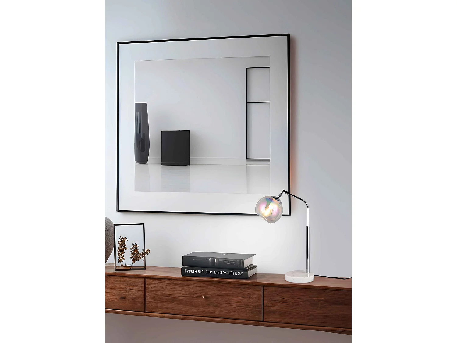 Lampada da tavolo, metallo e vetro, cromo, H 45 cm, Paxton