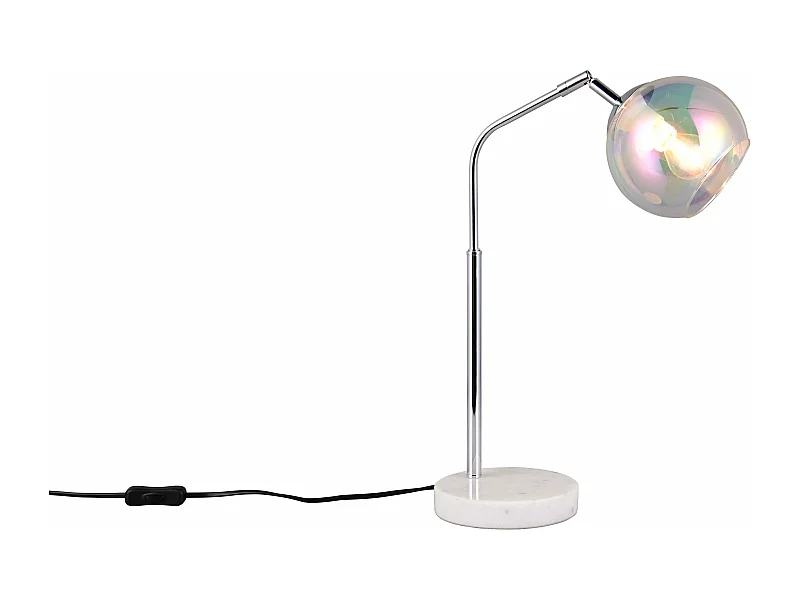 Lampada da tavolo, metallo e vetro, cromo, H 45 cm, Paxton