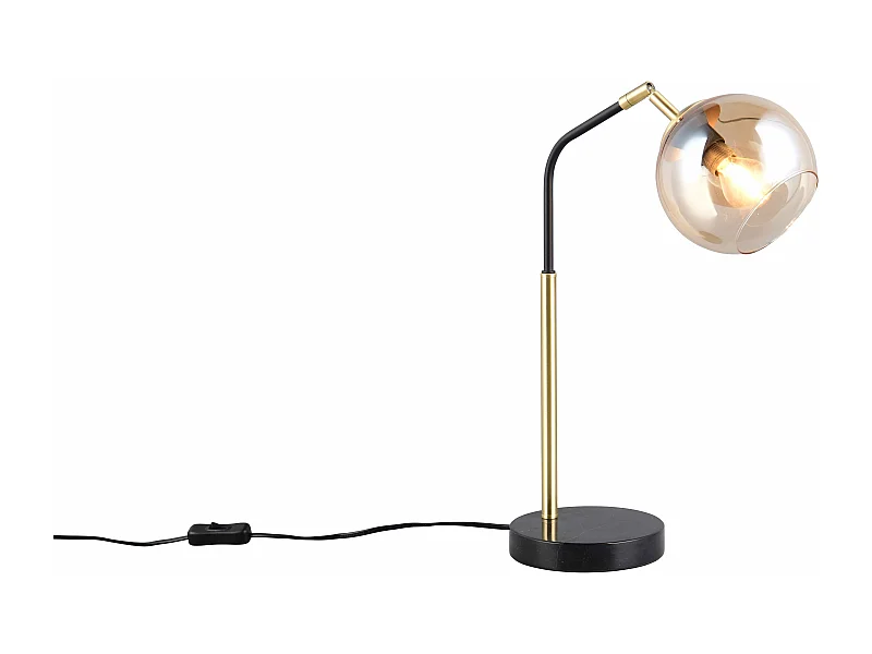 Lampada da tavolo, metallo e vetro, nero e oro, H 45 cm, Paxton