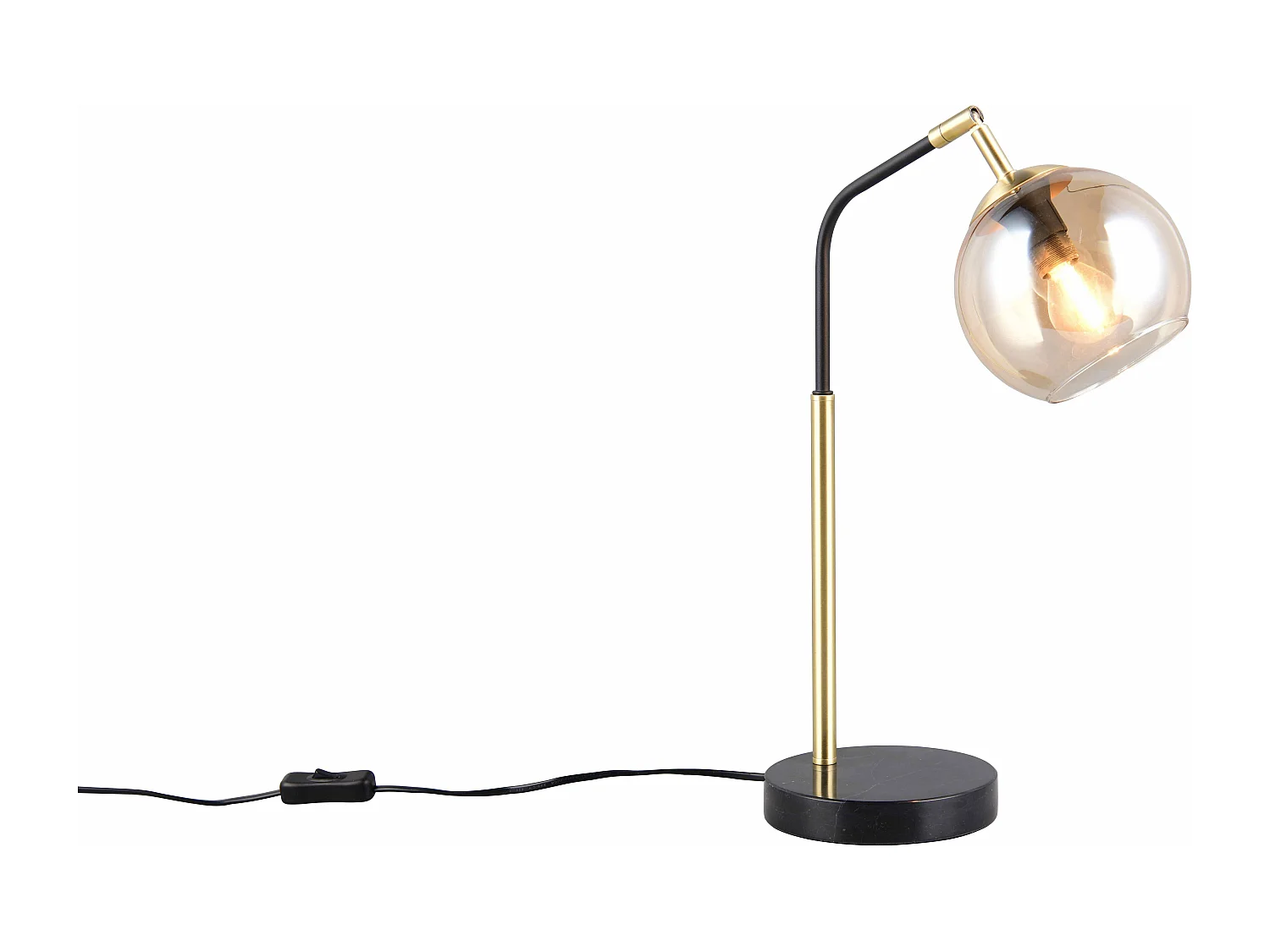 Lampada da tavolo, metallo e vetro, nero e oro, H 45 cm, Paxton