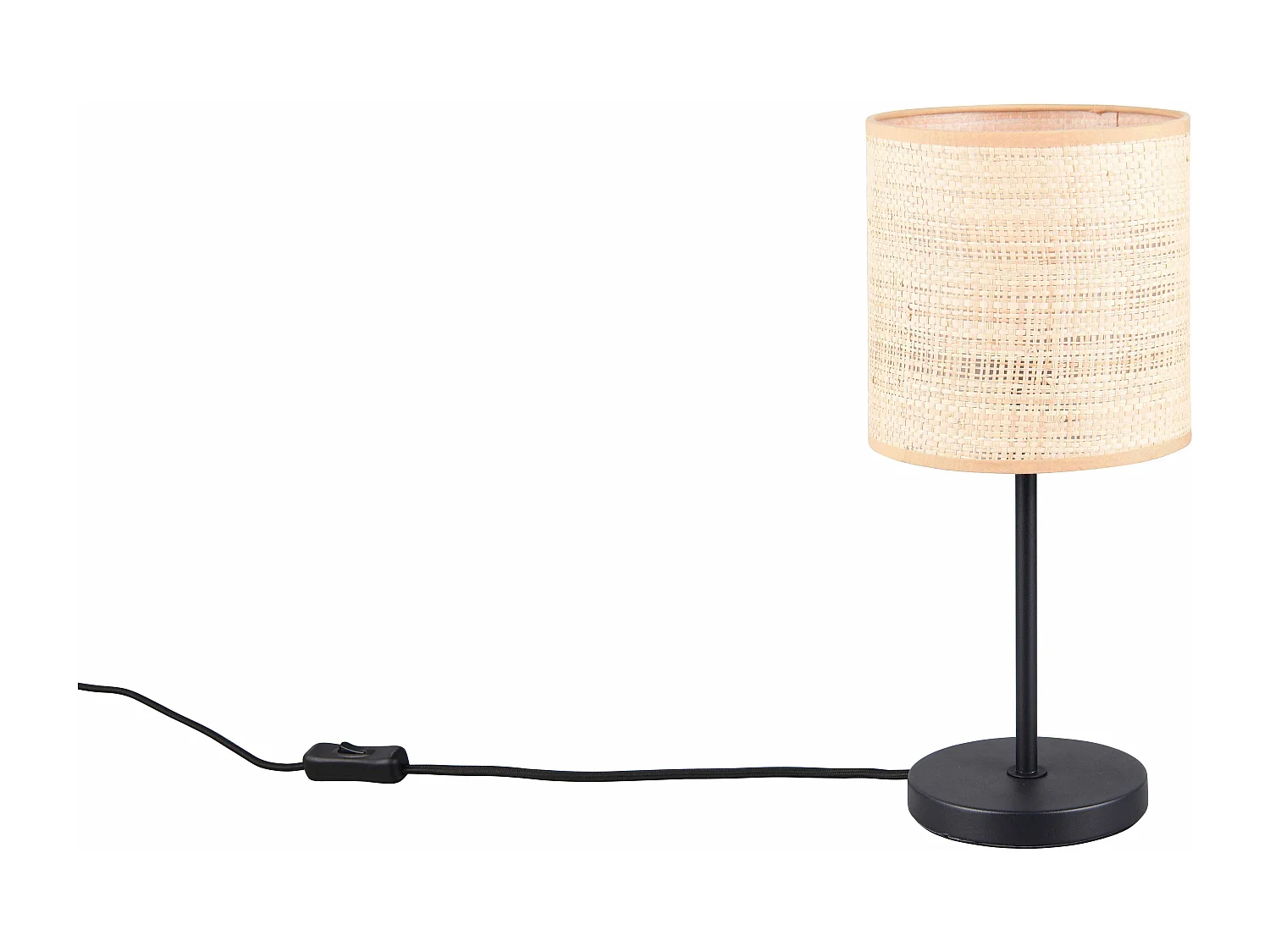 Lampada da tavolo, fibre naturali e metallo nero, H 37 cm, Aimee