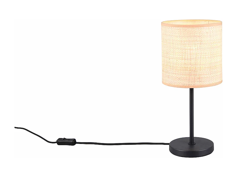 Lampada da tavolo, fibre naturali e metallo nero, H 37 cm, Aimee