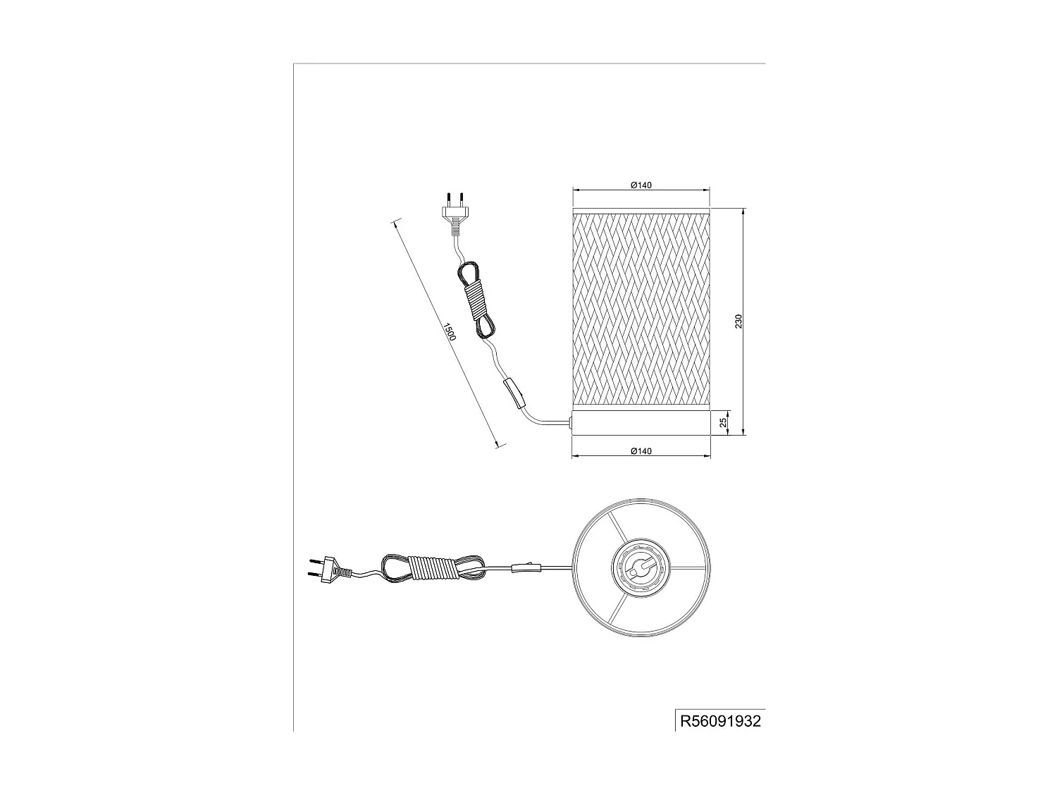 Lampada da tavolo, bambù e metallo, naturale e nero, H 23 cm, Laurent