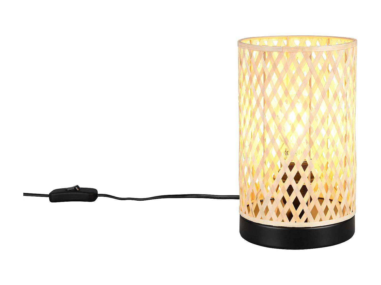 Lampada da tavolo, bambù e metallo, naturale e nero, H 23 cm, Laurent