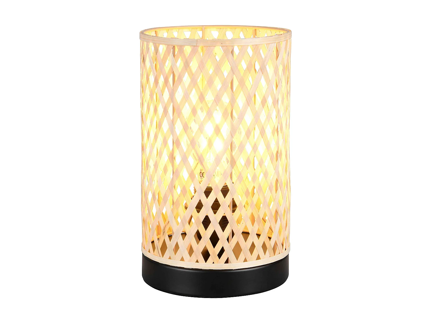 Lampada da tavolo, bambù e metallo, naturale e nero, H 23 cm, Laurent