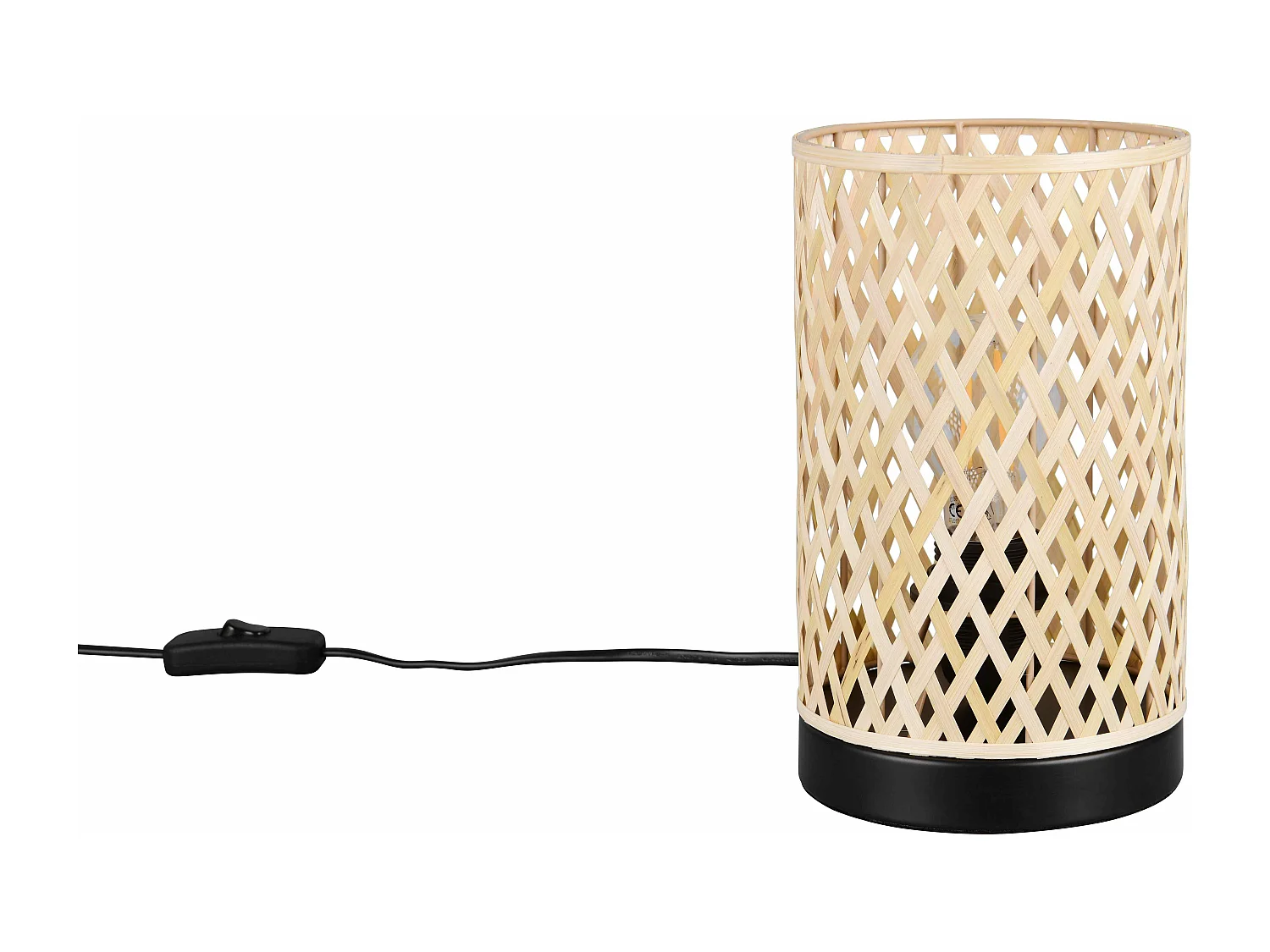 Lampada da tavolo, bambù e metallo, naturale e nero, H 23 cm, Laurent