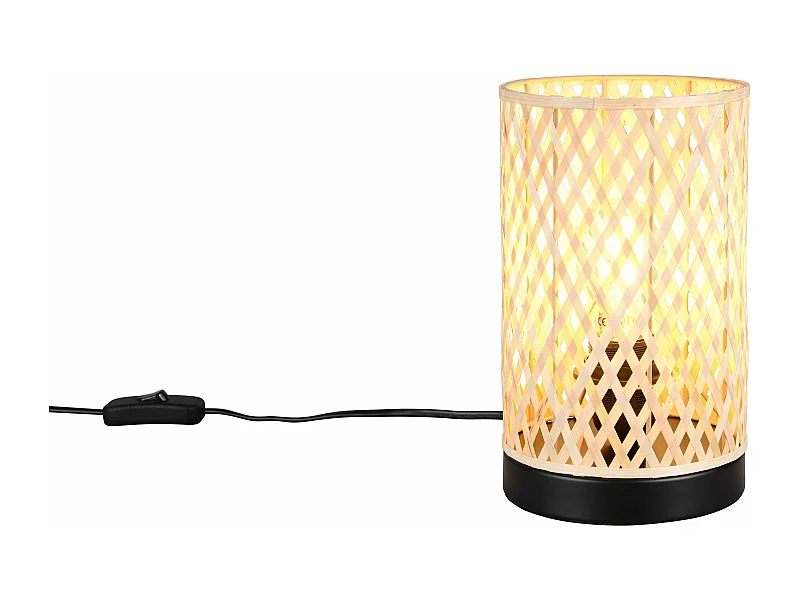 Lampada da tavolo, bambù e metallo, naturale e nero, H 23 cm, Laurent