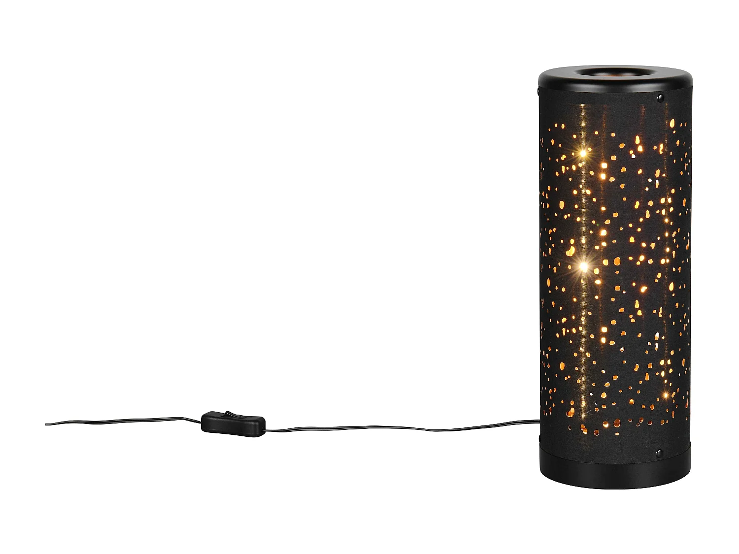 Lampada da tavolo LED, plastica e tessuto, nero e oro, H 35 cm, Taco