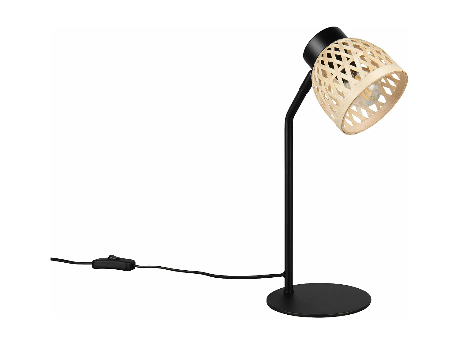 Lampada da tavolo, bambù e metallo, naturale e nero, H 36 cm, Laurent