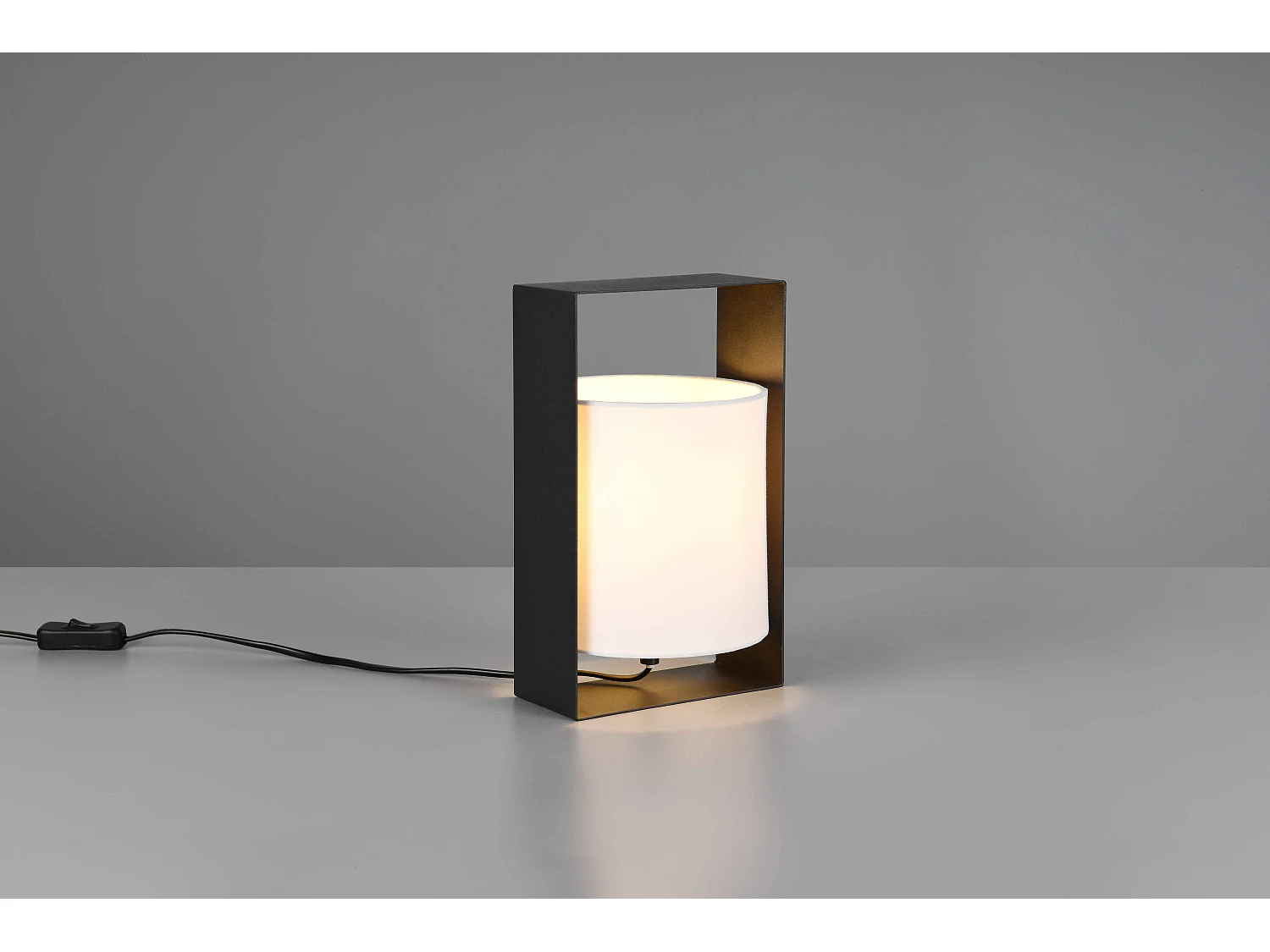 Lampada da tavolo, metallo e tessuto, nero, H 27 cm, Pail