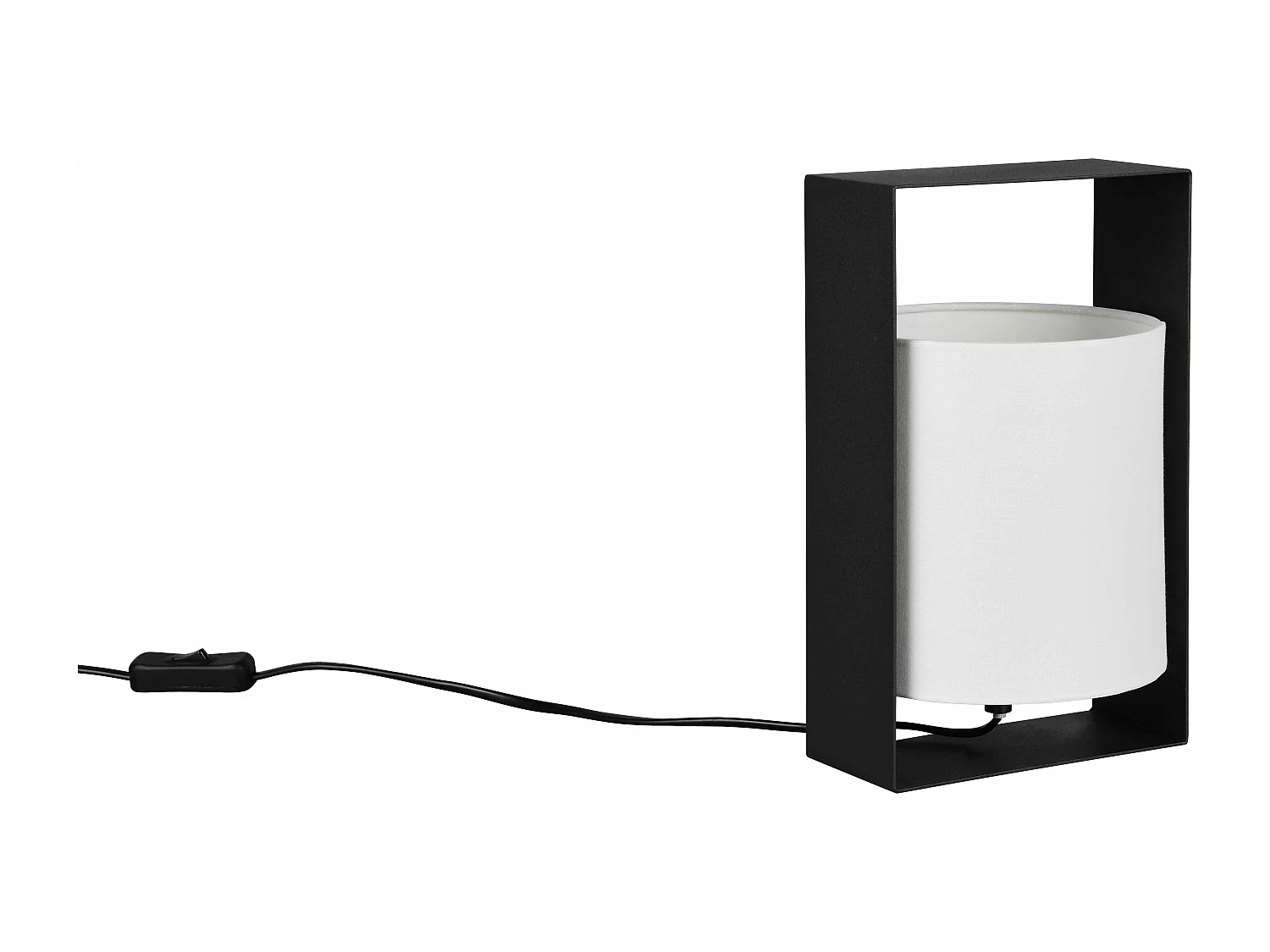 Lampada da tavolo, metallo e tessuto, nero, H 27 cm, Pail