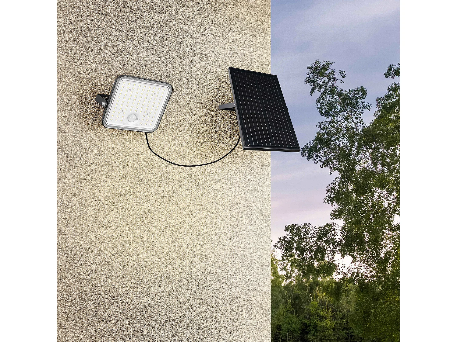 Faro da esterno LED c/pannello solare, c/sensori, nero, L 20 cm, Acora