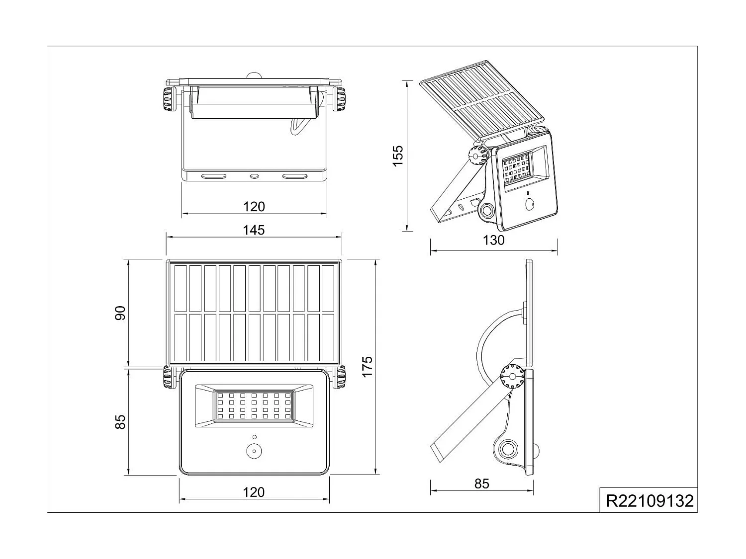 Faro da esterno LED, solare, c/sensore movimento, nero, L 15 cm, Moura