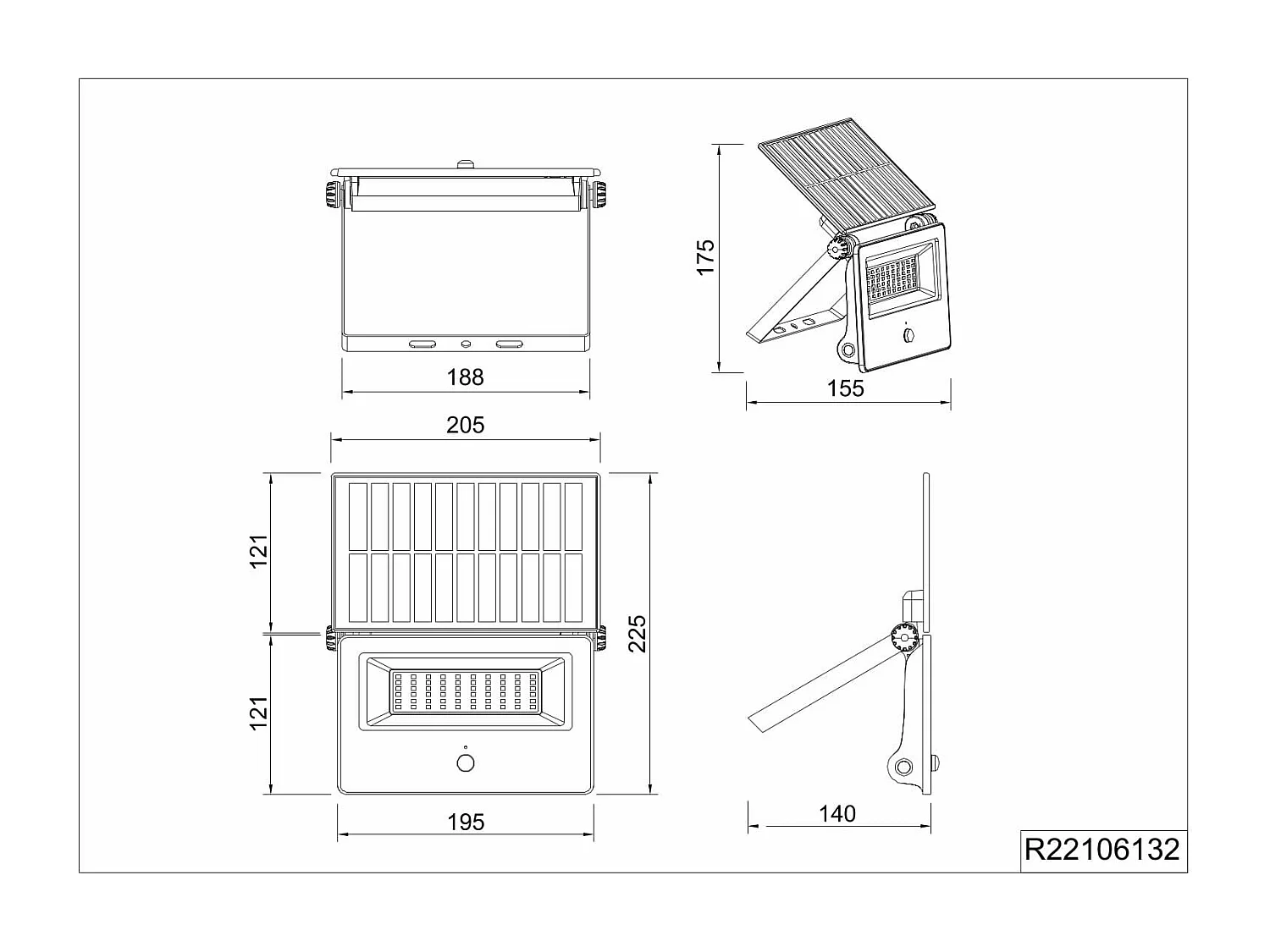 Faro da esterno LED, solare, c/sensore movimento, nero, L 21 cm, Moura