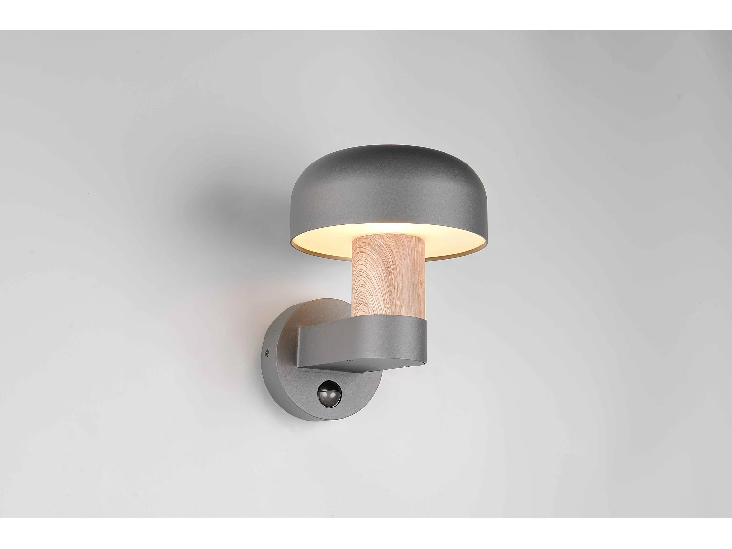 Applique da esterno c/sensore movimento, antracite e legno, H 25 cm, Fraser