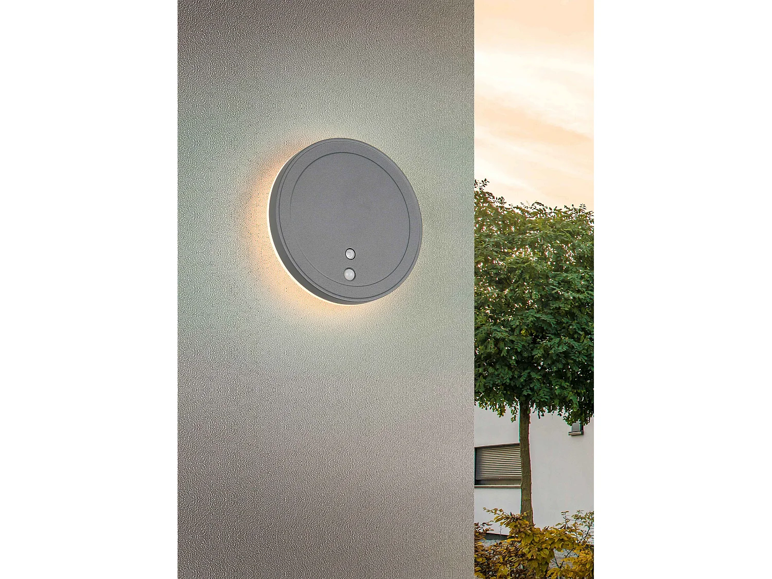 Applique da esterno LED ricaricabile, c/sensori, tonda, D 14 cm, Fortaleza