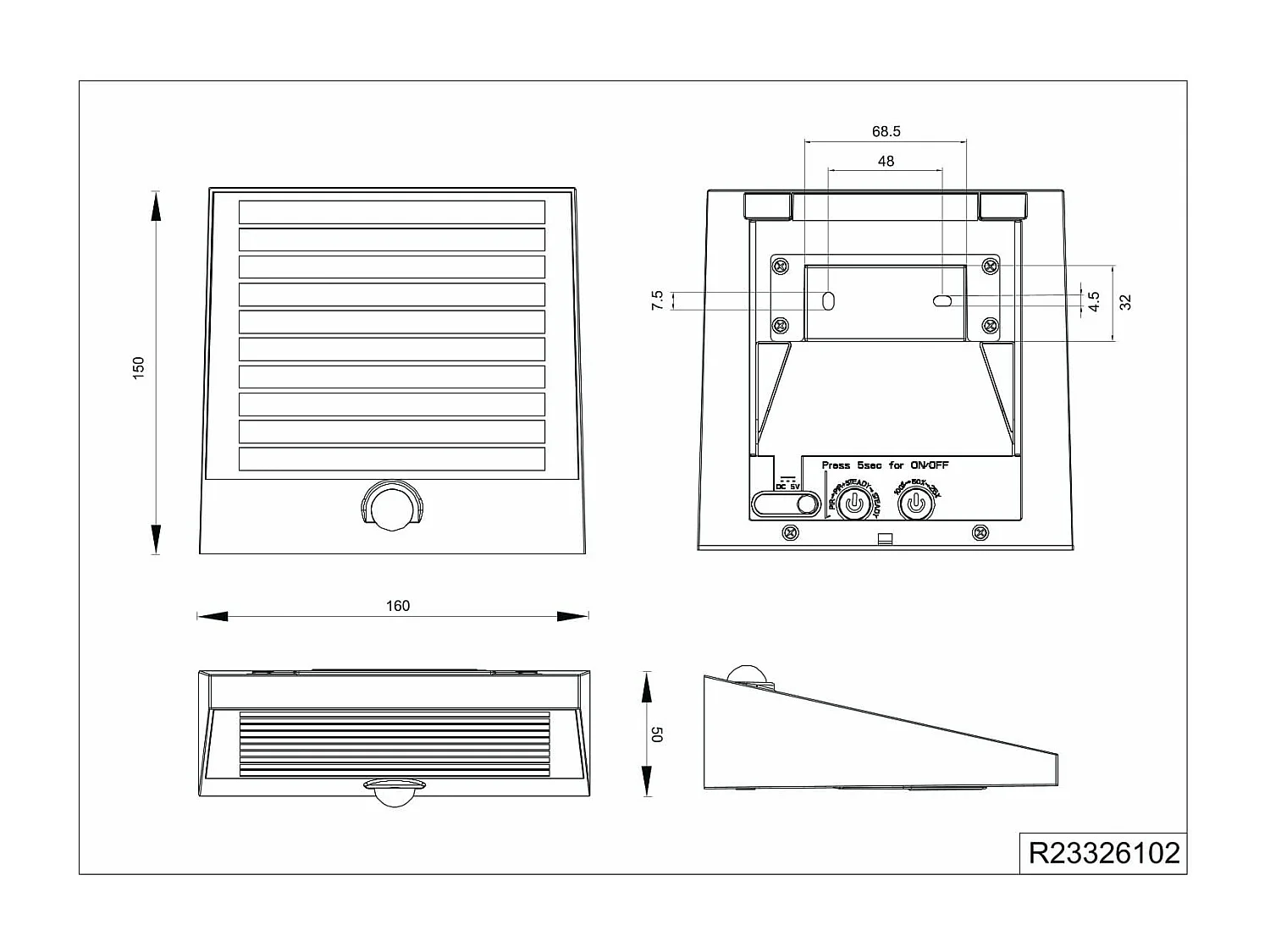 Applique da esterno LED, solare, c/sensori, nero, L 16 cm, Alvorada