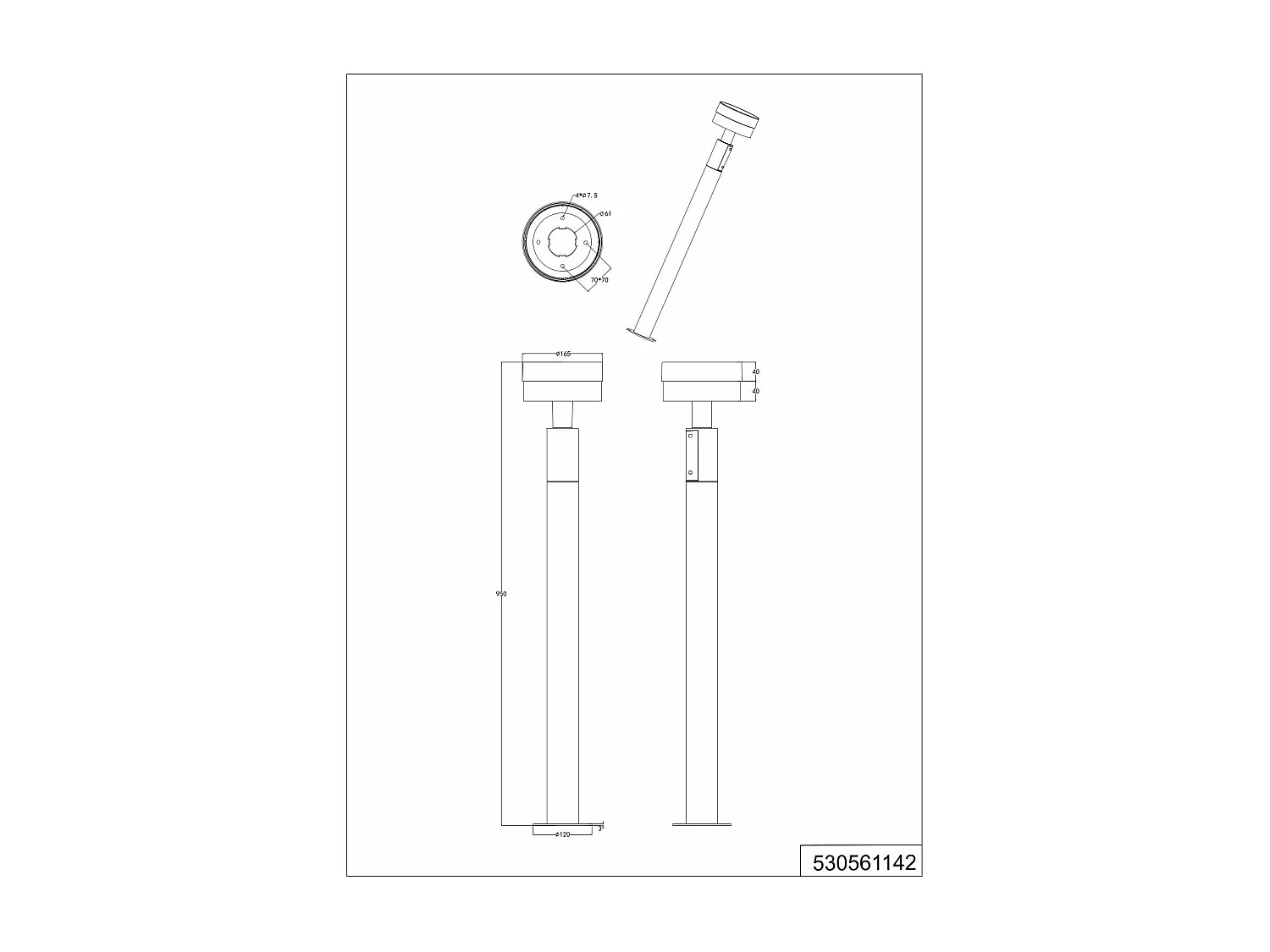 Palo alto da esterno LED, alluminio, antracite, H 95 cm, Mackenzie