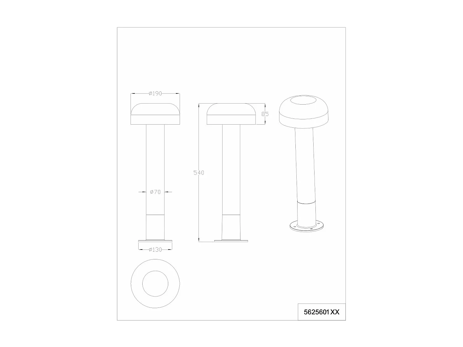 Palo da esterno, alluminio, antracite e cemento, H 54 cm, Fraser