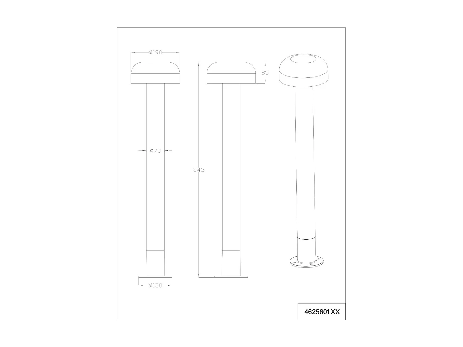 Palo alto da esterno, alluminio, antracite e cemento, H 85 cm, Fraser