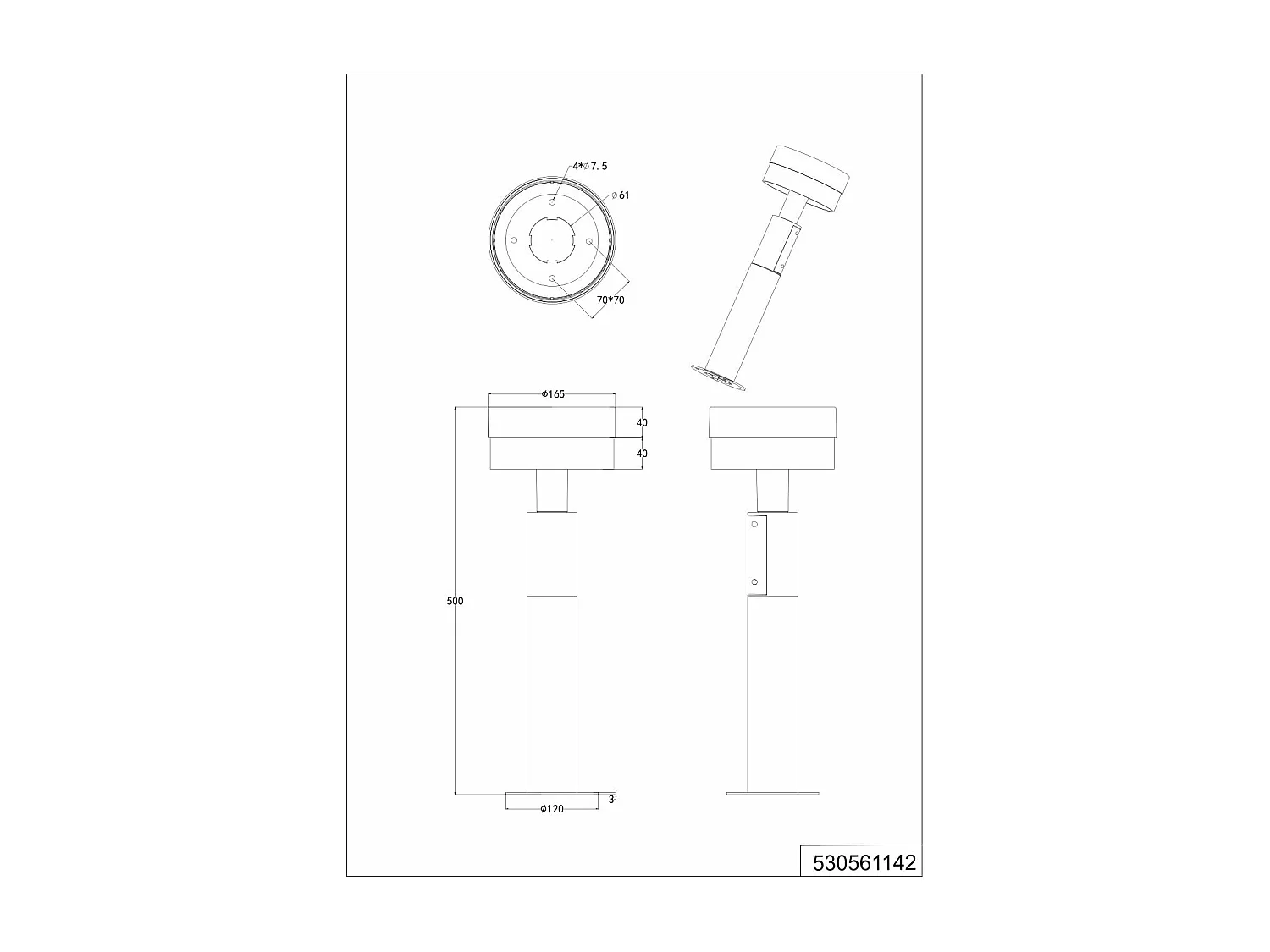 Palo da esterno LED, alluminio, antracite, H 50 cm, Mackenzie