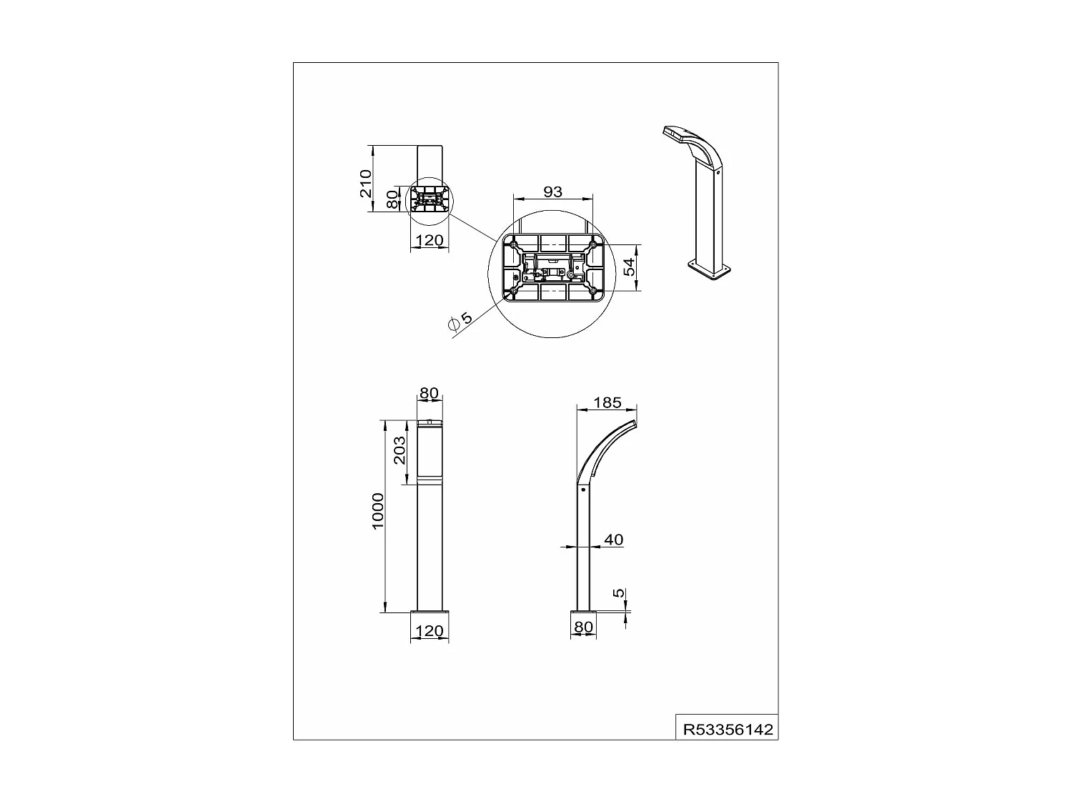 Borne de jardin 60 cm métal Beja